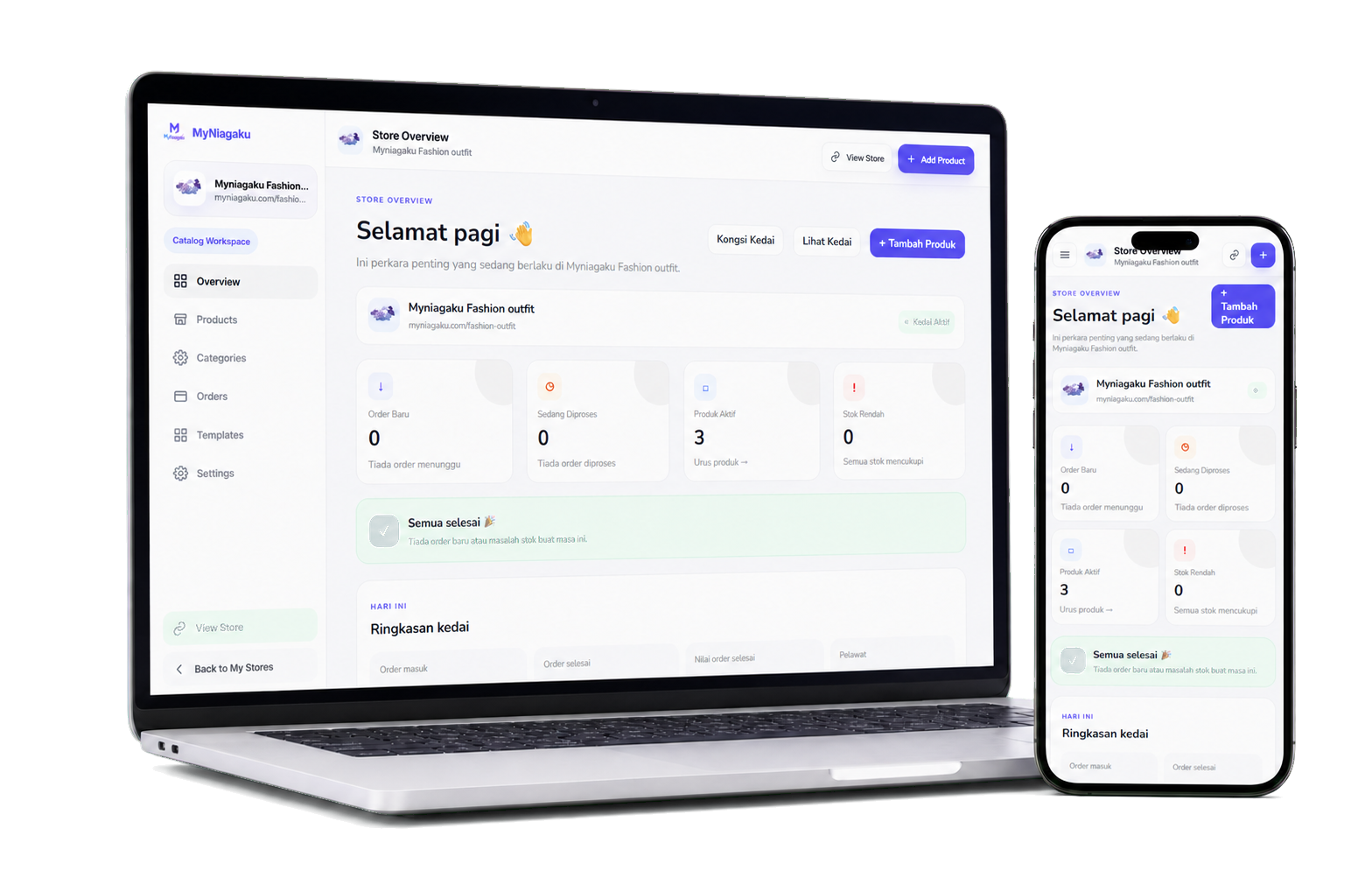 MyNiagaku dashboard on desktop and mobile